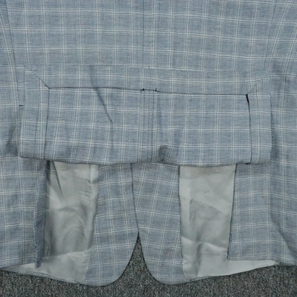 Brooks Brothers Blazer Mens 48R Blue Plaid Regent Fit Wool Linen Sport‎ Coat